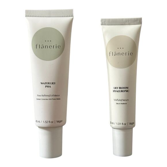 2x Flanerie Lily Bloom Hyaluronic Vivifying Serum Waterlily Exfoliator NWOB - Picture 1 of 2